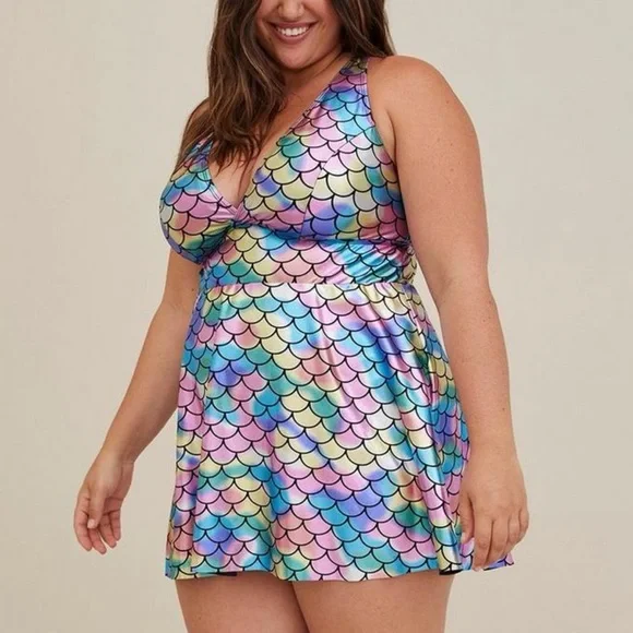 plus size dresses torrid Swim Dress Swimwear A Line Swim Dress Best Swim Dress With Sleeves Plus Plus Size - Tiered Maxi